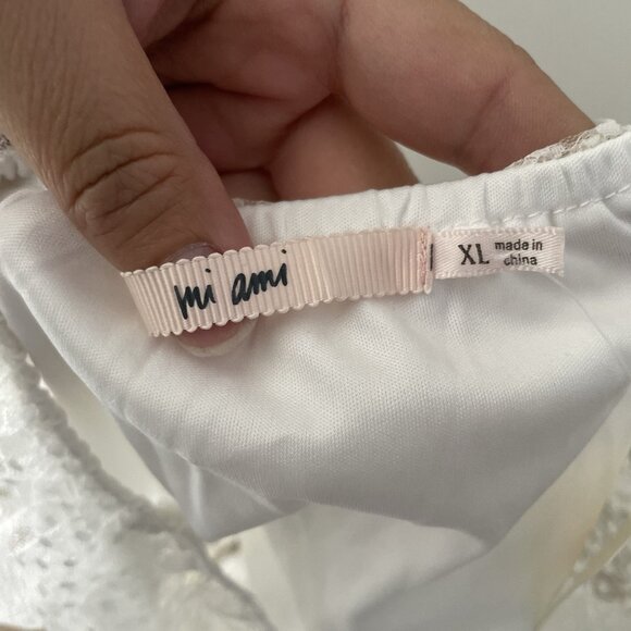 Francescas Mi Ami Top Shirt Womens White Ditsy V Neck Smocked Blouse Size XL NWT - Picture 7 of 8